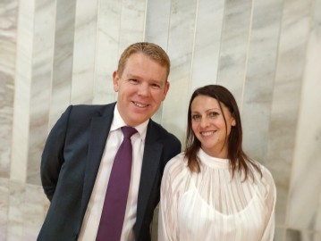 Medicines NZ dinner Lisa Foster and Chris Hipkins